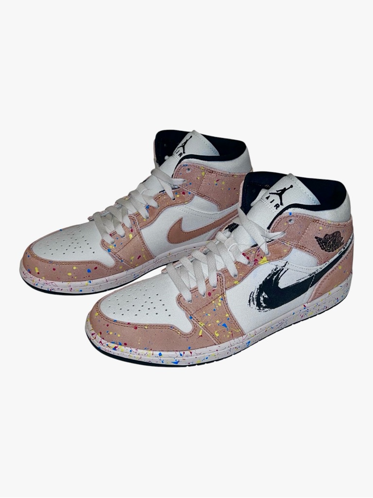 Nike Air Jordan 1 Mid Se Brushstroke Paint Splatter - Men’s Size 10.5